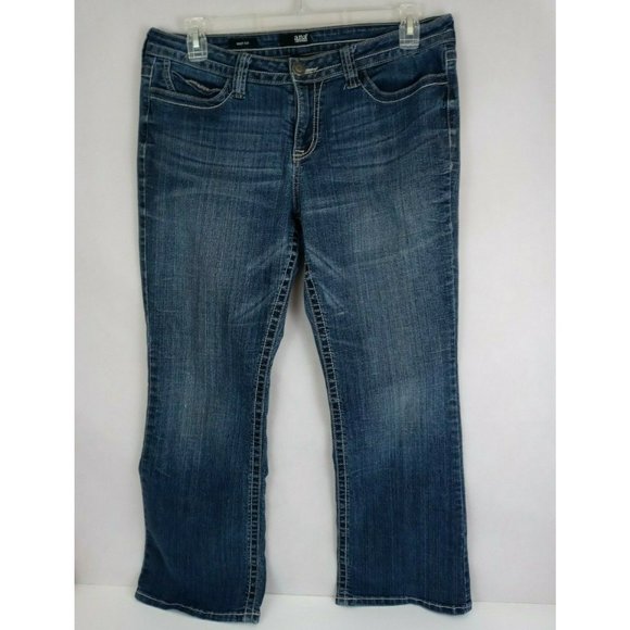 ANA Distressed Whiskered Thick Stitched Dark Wash Jeans Size 14S - Picture 2 of 10